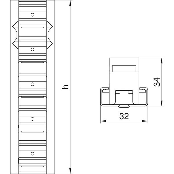 PVV N2 475 Profile connector vertical for bracket BKN 32x34x475 image 2
