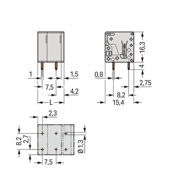 PCB terminal block 4 mm² Pin spacing 7.5 mm gray image 3