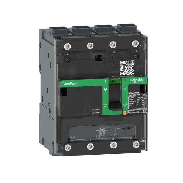 Circuit breaker, ComPacT NSXm 100N, 50kA/415VAC, 4 poles 3D (neutral not protected), TMD trip unit 50A, EverLink lugs image 3