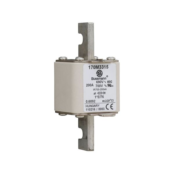 Fuse-link, high speed, 200 A, AC 690 V, compact size 1, 45 x 59 x 102 mm, aR, IEC, UL, visual indicator image 1