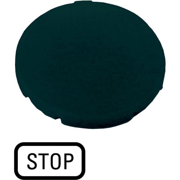 Button plate, flat black, STOP image 3