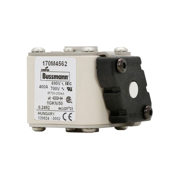 Fuse-link, high speed, 400 A, AC 690 V, size 1, 53 x 69 x 51 mm, aR, IEC, UL, single indicator image 11