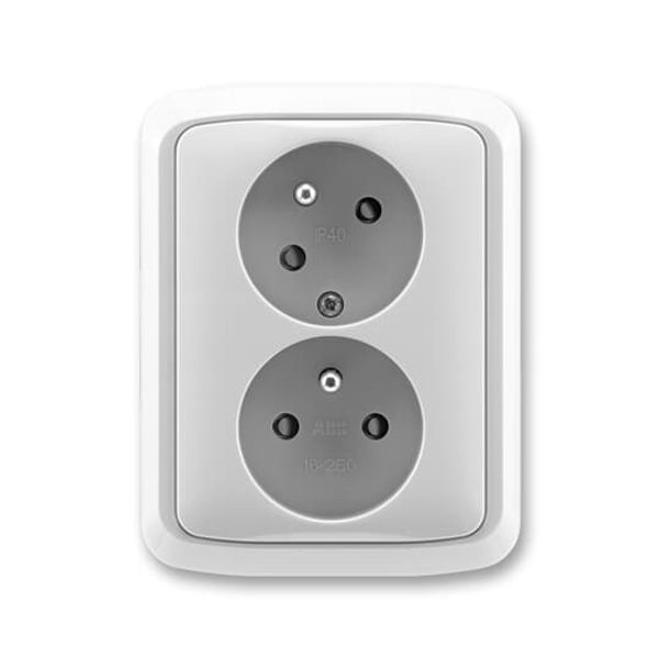 5513A-C02357 S Double socket outlet with earthing pins, shuttered, with turned upper cavity ; 5513A-C02357 S image 1