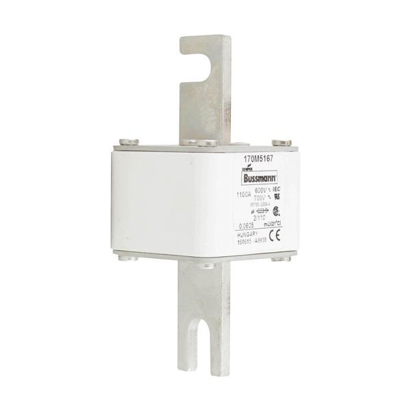 Fuse-link, high speed, 1100 A, AC 600 V, DIN 2, 61 x 61 x 108 mm, aR, DIN, IEC, single indicator, 110 mm centres image 8