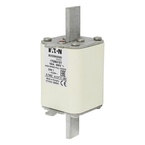 Fuse-link, high speed, 160 A, AC 690 V, DIN 1, 52 x 66 x 135 mm, gR, DIN, IEC, single indicator image 5