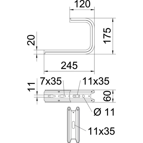 TPD 245 FS Wall and ceiling bracket TP profile B245mm image 2