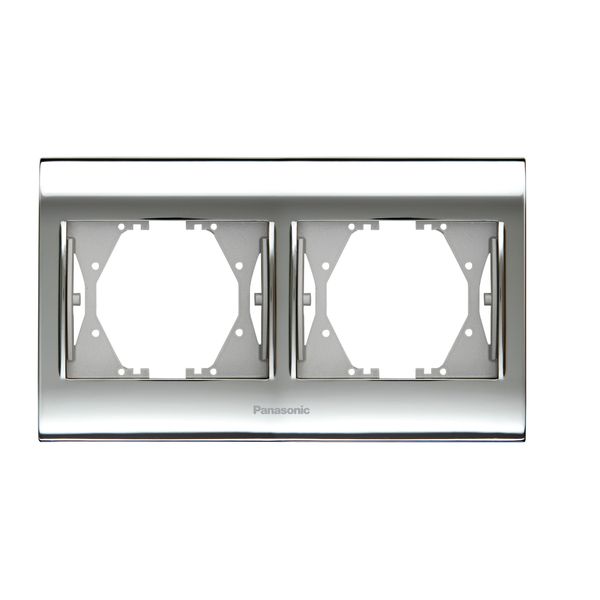 Thea Blu Accessory Chrome + White Two Gang Flush Mounted Frame image 1