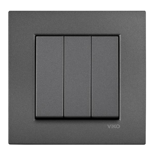 Novella-Trenda Dark Grey Three Gang Switch image 1