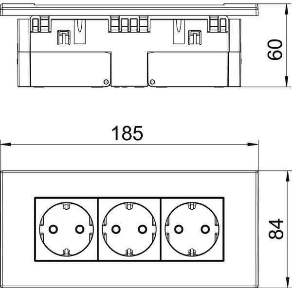 SDE-RW D0RW3 Socket unit for triple Modul 45 84x185x59mm image 2