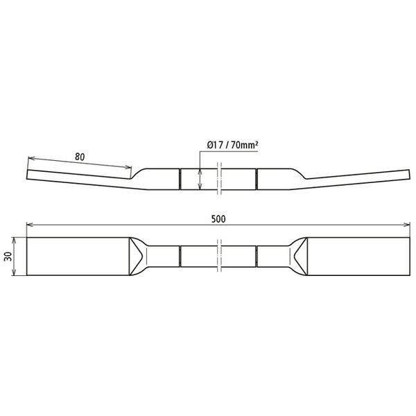 Copper cable earthing bridge NYY-O, lug on both ends 80X30mm L 500mm image 2