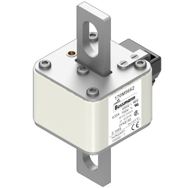 Fuse-link, high speed, 630 A, AC 690 V, size 2, 61 x 77 x 135 mm, aR, IEC, UL, type K indicator, 90 mm centres image 3