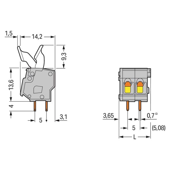 PCB terminal block finger-operated levers 2.5 mm² gray image 2