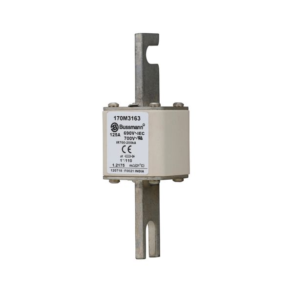 Fuse-link, high speed, 125 A, AC 690 V, compact size 1, 45 x 45 x 134 mm, aR, DIN, IEC, single indicator image 8