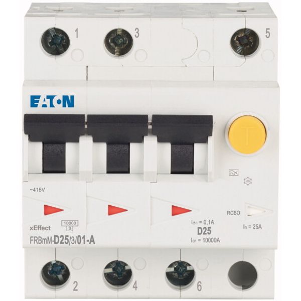 RCD/MCB combination, 25 A, 100 mA, MCB trip characteristic: D, 3p, RCD trip characteristic: A image 2