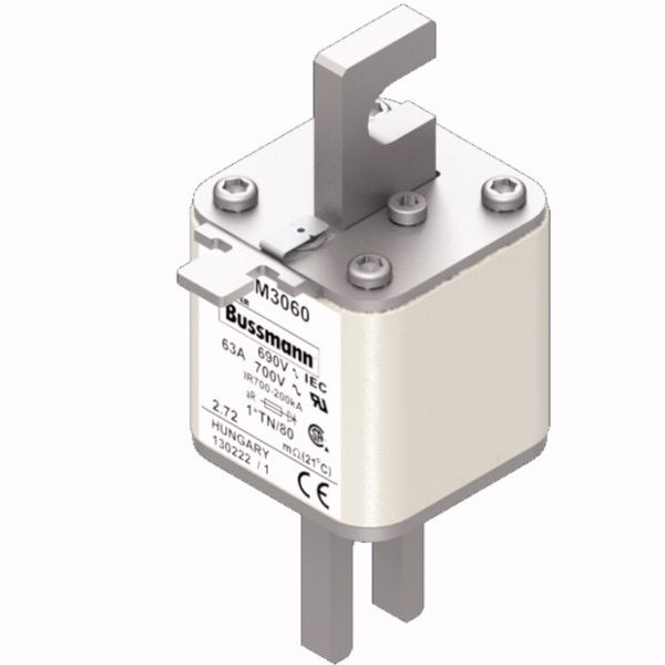 Fuse-link, high speed, 63 A, AC 690 V, compact DIN 1, 45 x 58 x 104 mm, aR, DIN, IEC, single indicator image 2