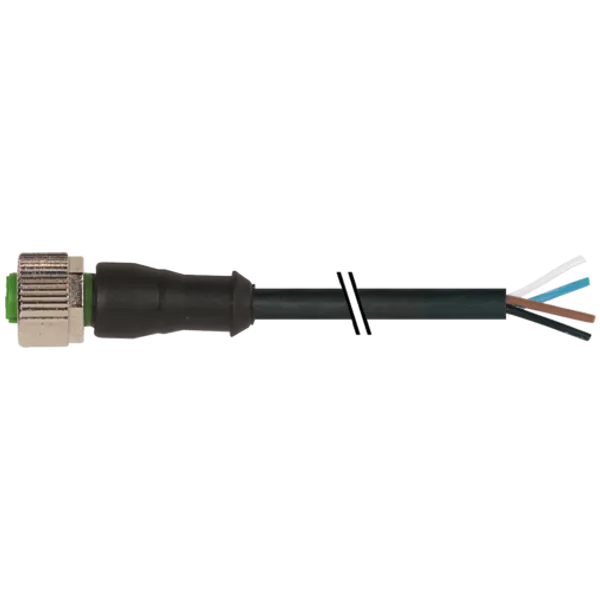 M12 female 0° A-cod. with cable PUR 4x0.34 bk UL/CSA 3m image 1