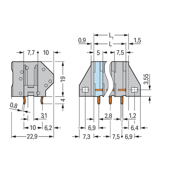 PCB terminal block 4 mm² Pin spacing 7.5 mm blue image 4