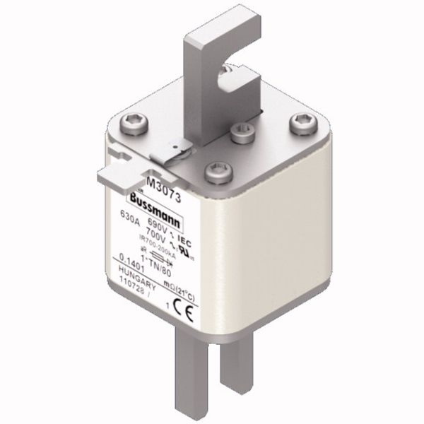 Fuse-link, high speed, 630 A, AC 690 V, compact DIN 1, 45 x 58 x 104 mm, aR, DIN, IEC, single indicator image 2