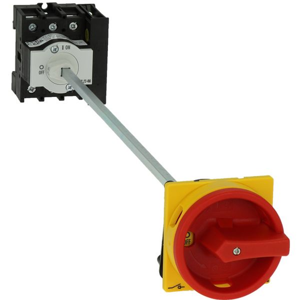 Main switch, P1, 40 A, rear mounting, 3 pole, 1 N/O, 1 N/C, Emergency switching off function, Lockable in the 0 (Off) position, With metal shaft for a image 2