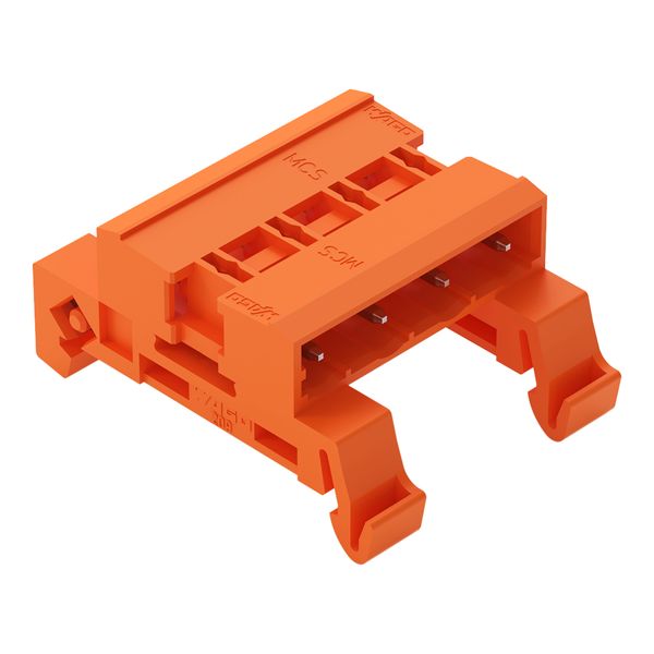 Double pin header DIN-35 rail mounting 4-pole orange image 1