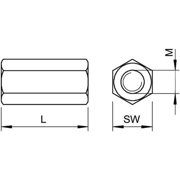 CSTR M10 G Connection sleeve for threaded rod M10x30mm image 2