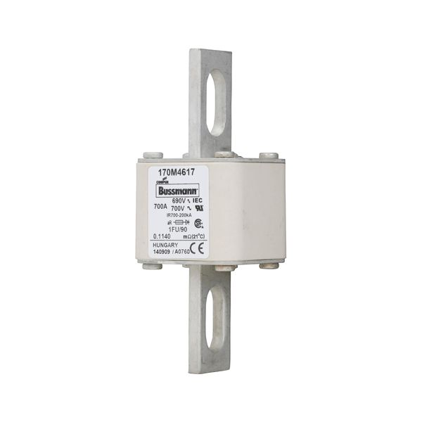 Fuse-link, high speed, 700 A, AC 690 V, size 1, 53 x 69 x 136 mm, aR, IEC, UL, no indicator, 90 mm centers image 7