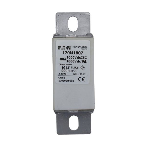 Fuse-link, high speed, 80 A, DC 1000 V, size 000, 24 x 36 x 115 mm, aR, IEC image 6