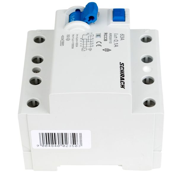 Residual Current Circuit Breaker 10kA, 63A, 4-pole, 100mA image 3