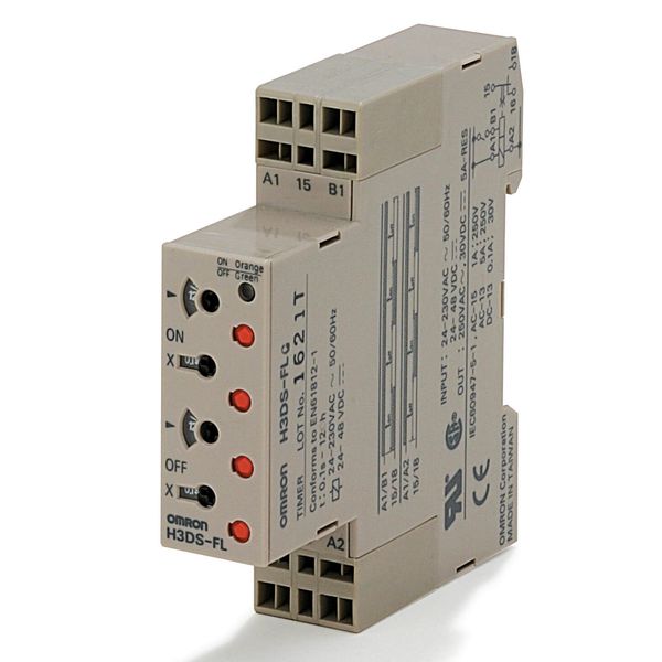 Timer, DIN rail mounting, 17.5 mm, 24-230 VAC/24-48 VDC, twin on & off image 3