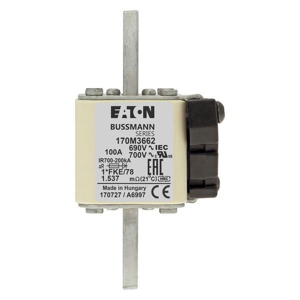 Fuse-link, high speed, 100 A, AC 690 V, compact size 1, 45 x 59 x 110 mm, aR, IEC, UL image 15