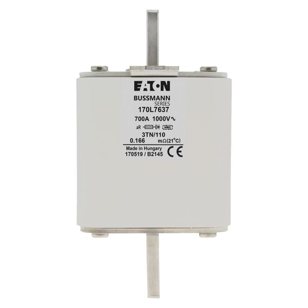 Fuse-link, high speed, 700 A, AC 1000 V, Size 3, 76 x 90 x 141 mm, aR, DIN, IEC, single indicator image 17