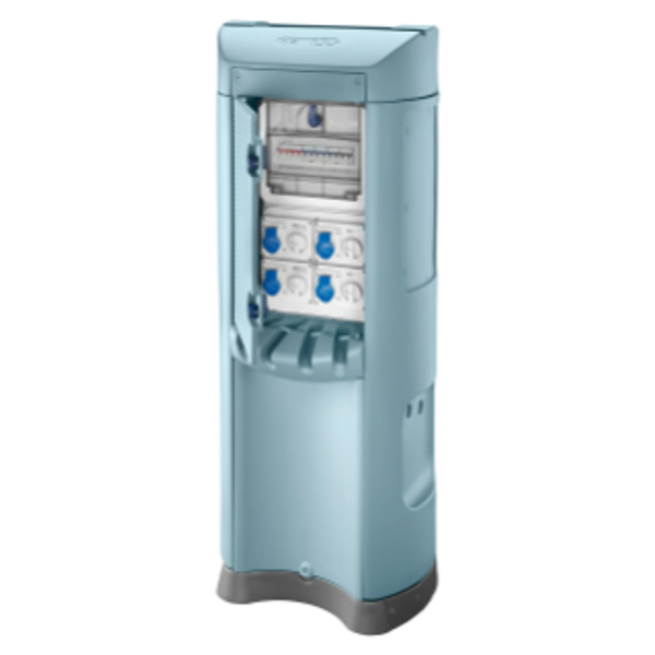 QMC200B - WIRED - DOUBLE SIDE TAKE-OFF - 8 SOCKET OUTLET 2P+T 16A - KNIFE SWITCH 4P 80A - 8 MCD 2P 10A 0,03A - IP44 - LIGHT BLUE image 1