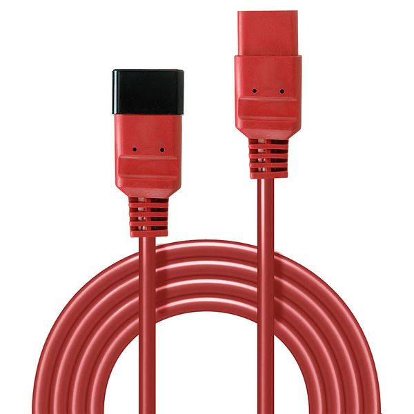 2m C20 to C19 Mains Extension Cable, red IEC C20 Connector to IEC C19 Connector image 2