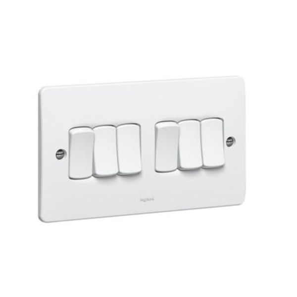 Single pole switch Synergy - 6 gang - 2 way - 10 AX 250 V~ - white image 1