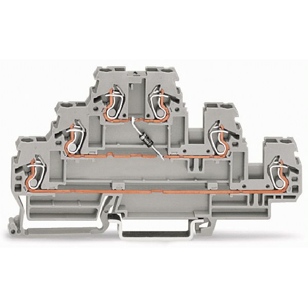 Component terminal block triple-deck with diode 1N4007 gray image 1