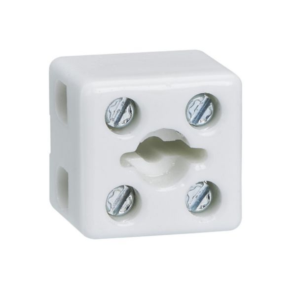 034334 Bipolar porcelain terminal block with 1 fixing hole dimensions 20x18x19mm capacity 2.5mm² image 2