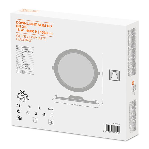 DOWNLIGHT SLIM ROUND 210 18 W 4000 K WT image 7