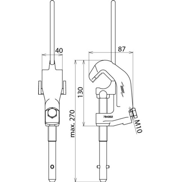 Conductor clamp with prod for D 4-40mm with long T pin shaft DB Mat. N image 2