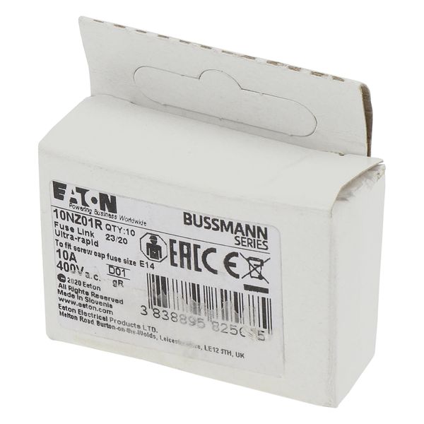 Fuse-link, LV, 10 A, AC 400 V, D01, aR, IEC, ultra rapid image 13