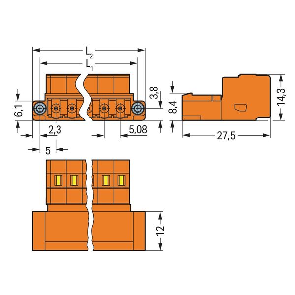 1-conductor male connector CAGE CLAMP® 2.5 mm² orange image 2