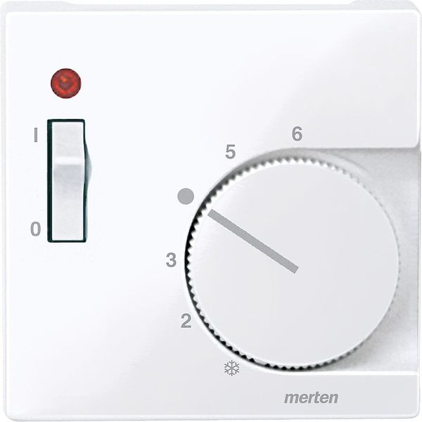 Central plate for room temperature controller insert with switch, active white glossy, System M image 1