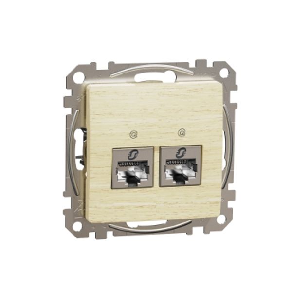 Double DATA Outlet CAT 6 STP, Sedna Design & Elements, RJ45, Wood brich image 3