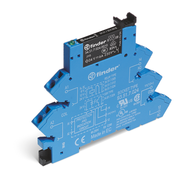 Rel. interface EMR screwless 6,2mm.1CO 6A/6VDC/SEN/AgNi (38.61.7.006.0050) image 1