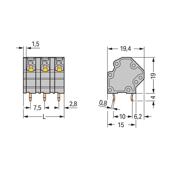 PCB terminal block 4 mm² Pin spacing 7.5 mm gray image 3