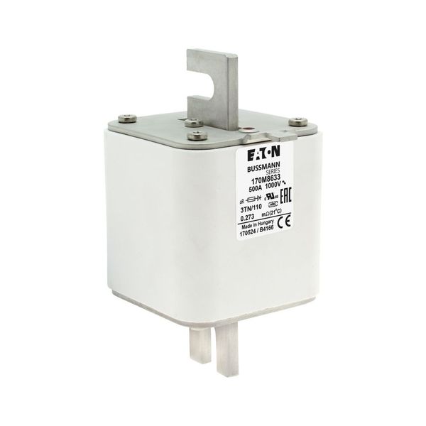 Fuse-link, high speed, 500 A, AC 1000 V, DIN 3, 74 x 90 x 139 mm, aR, DIN, IEC, single indicator image 19