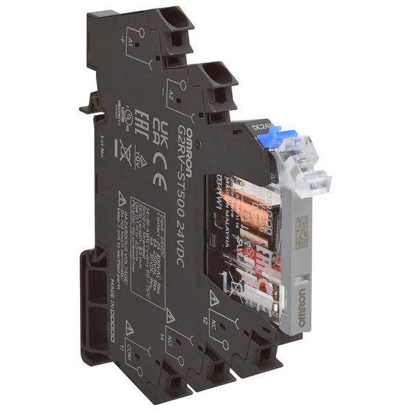 Slimline input relay 6 mm incl. socket, SPDT, 50 mA, Push-in terminals G2RV8210G image 1