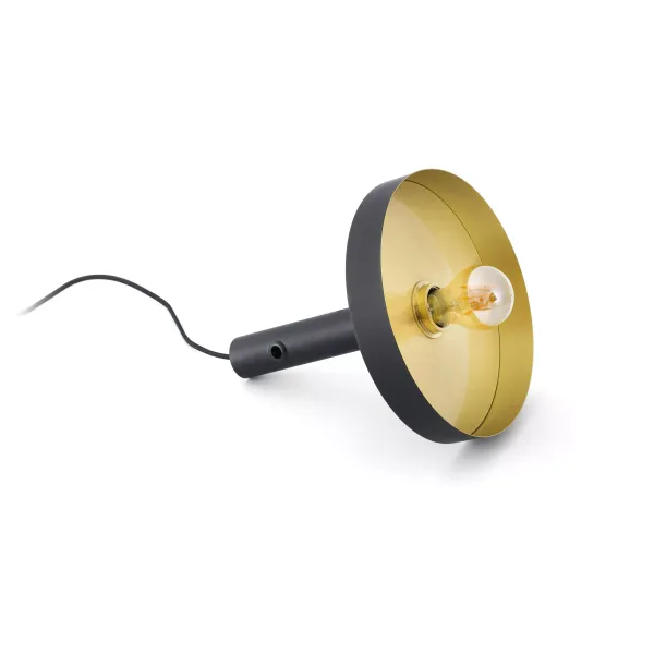 WHIZZ BLACK AND SATIN GOLD PORTABLE LAMP image 1