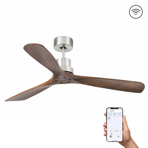 LANTAU DC MATT NICKEL/PINE CEILING FAN S/R image 1