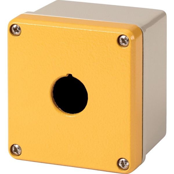 Surface mounting enclosure, metal, yellow, 1 mounting location image 1