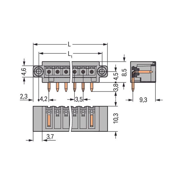 THT male header;1.0 x 1.0 mm solder pin;angled;light gray image 3